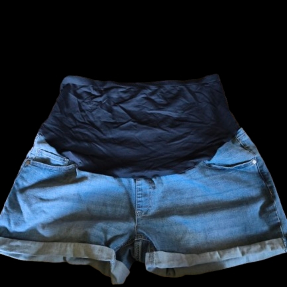 Time and Tru High Waist Blue and Black Denim Shorts